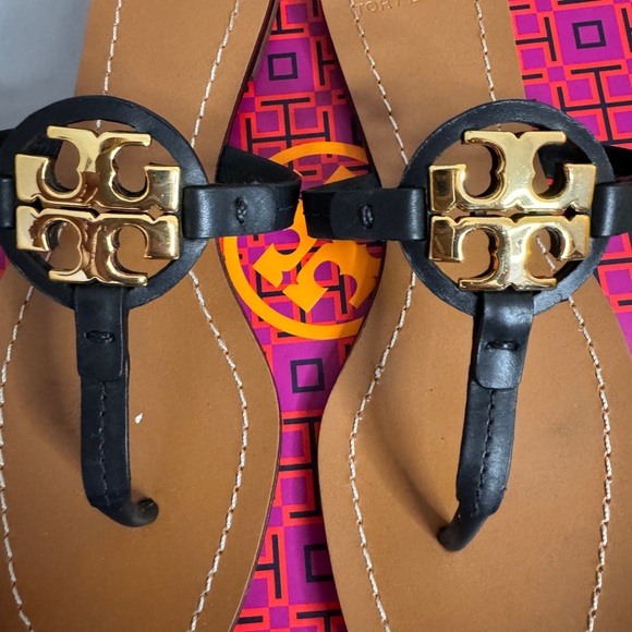 Tory Butch Mini Miller Thong Sandal Black Signature Logo size 5.5 - Picture 14 of 14